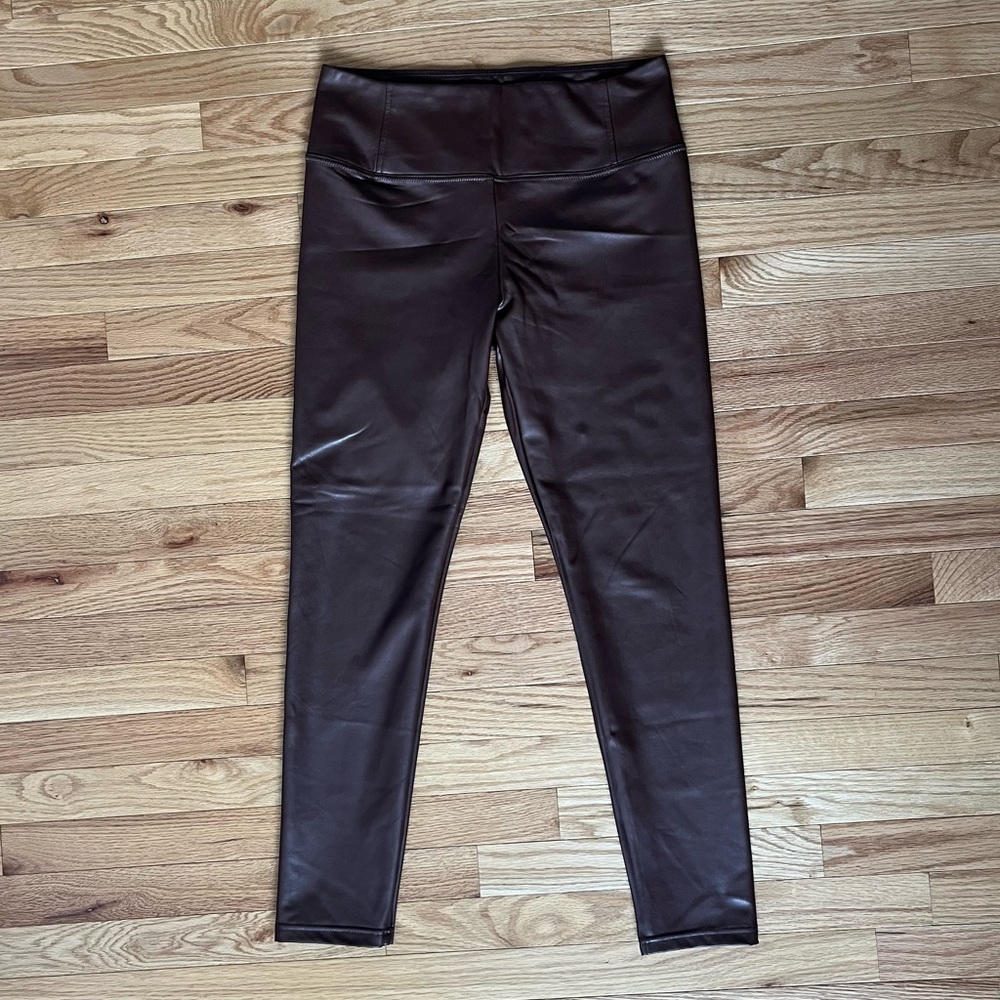 Faux leather brown pants.